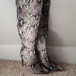 GUESS snake print stilleto boots